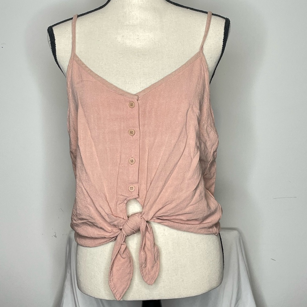 👑 Topshop Light Pink Tie Crop Top Sz 8
